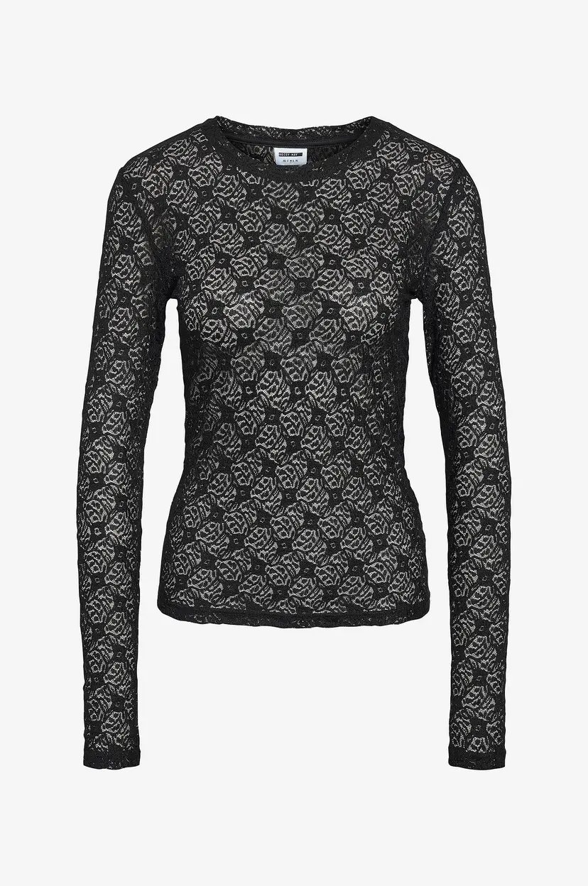 Noisy May Curve Topp Nmjudith L/S Lace Top Curve - Svart