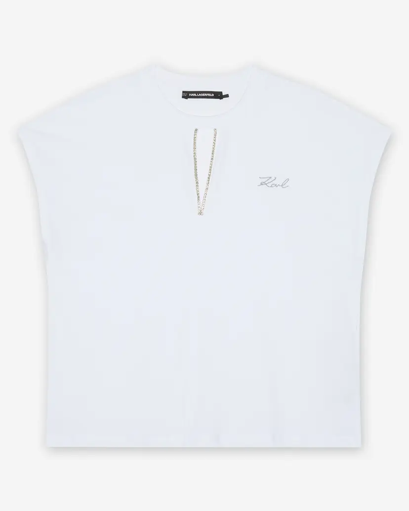 Karl Lagerfeld Karl Lagerfeld Embellished Relaxed White T-shirt