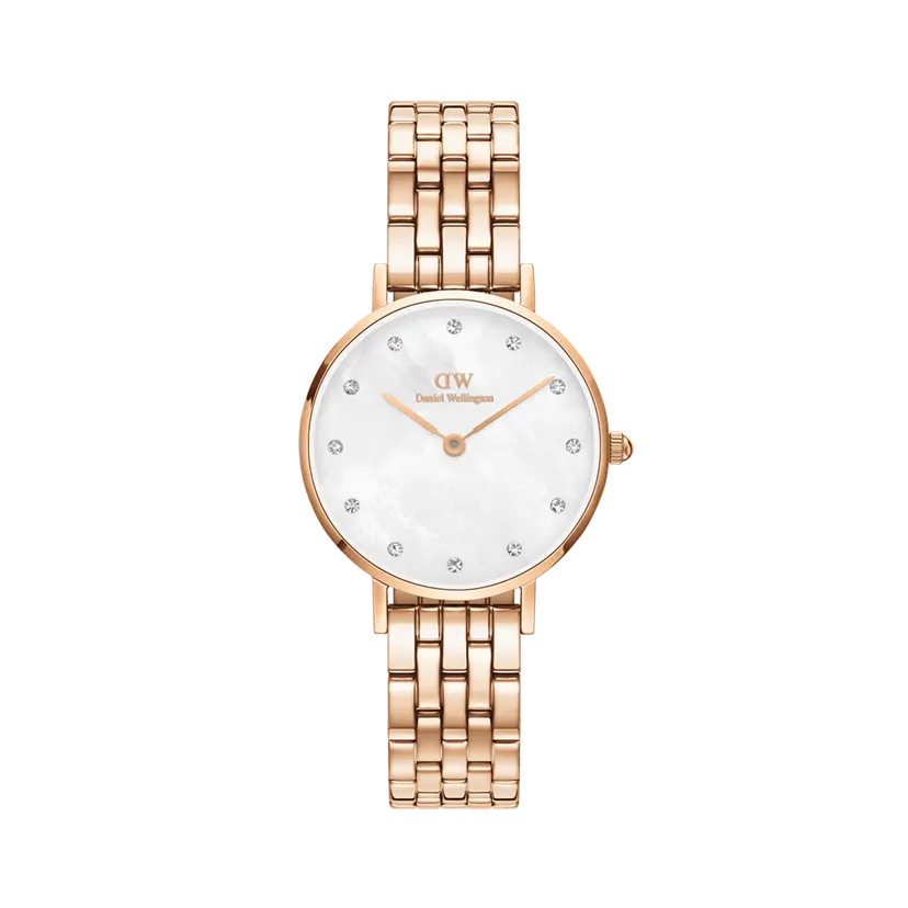 Daniel Wellington Rose Gold 28mm Watch Petite Lumine 5-link Melrose Mop | DW