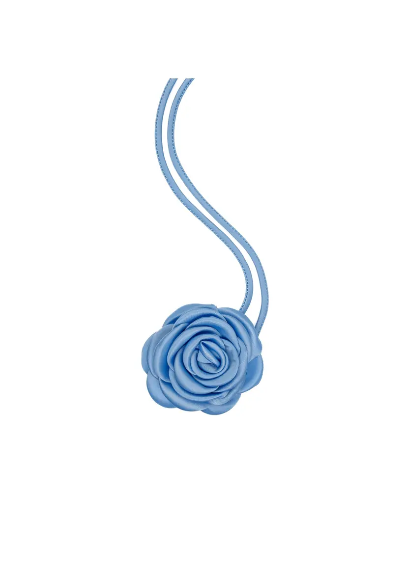 Dark Satin Rose Brooch Ibiza Blue