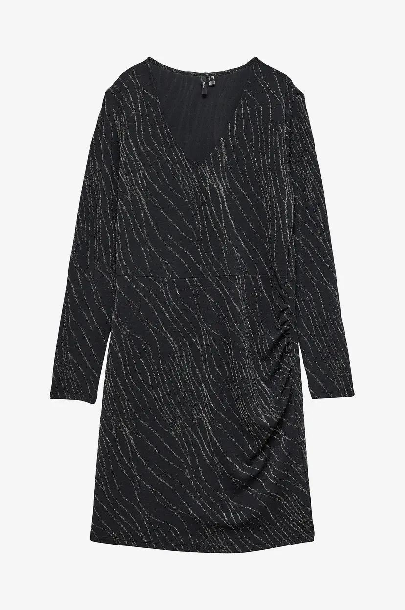Vero Moda Curve Kjole vmcNita LS V-neck Short Dress Jrs G - Svart