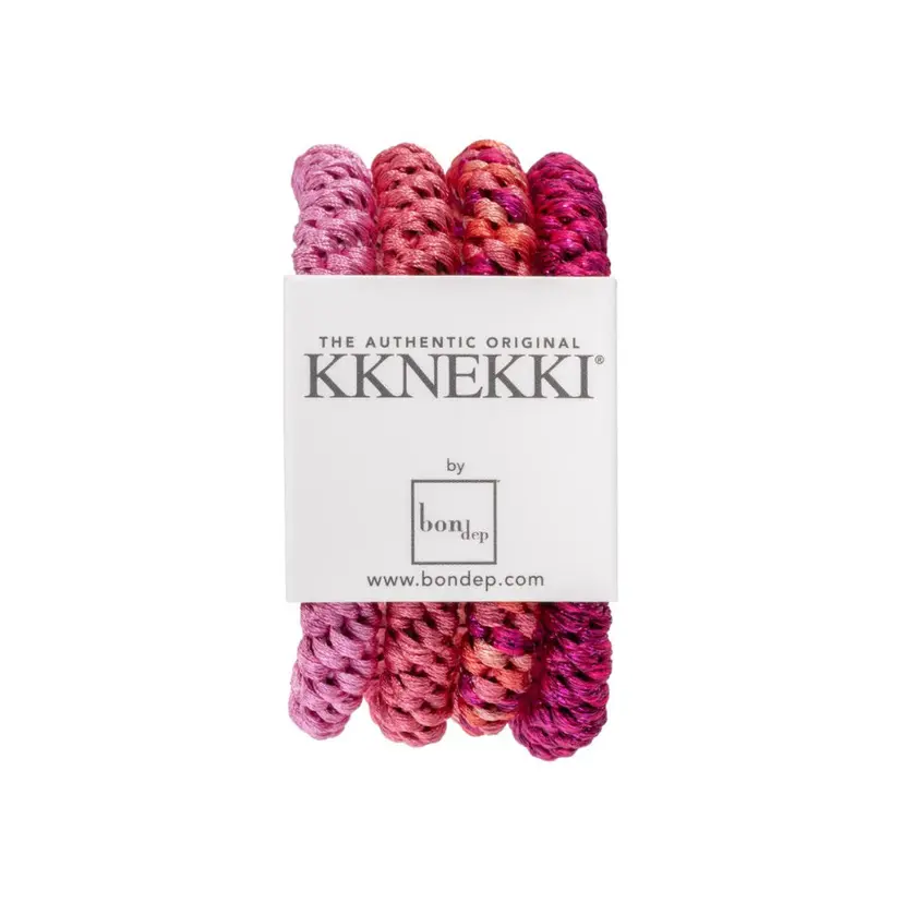 Kknekki Kknekki - Hårstrikk 4 pk Bundle 44 Rosa/ Laks/ Cerise