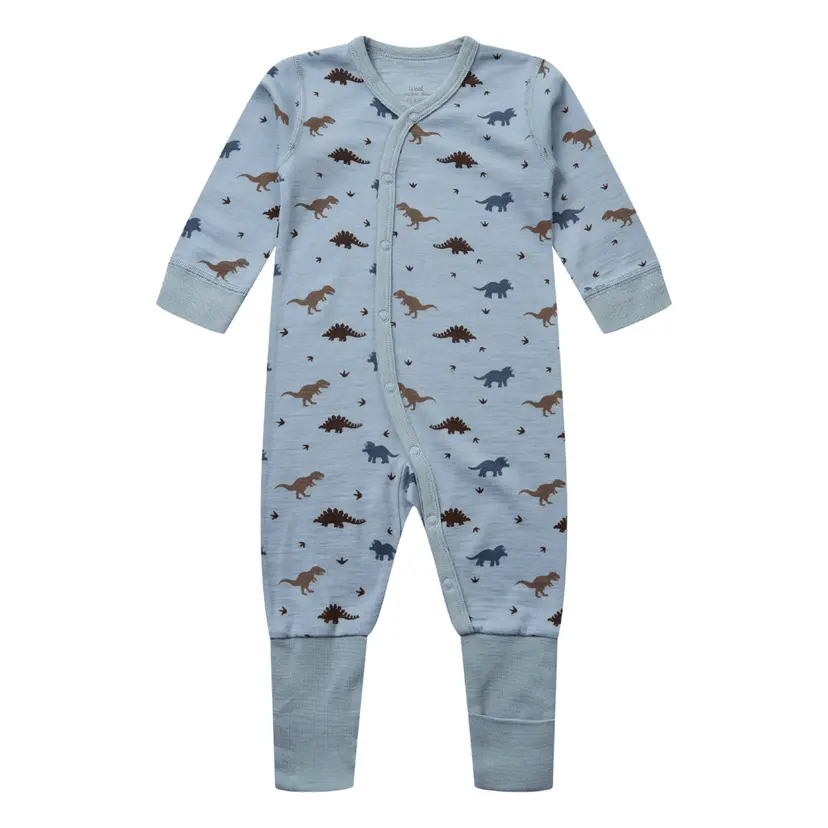 Hust and Claire Hust & Claire - Heldress i Ull/Bambus Dino Baby Blue