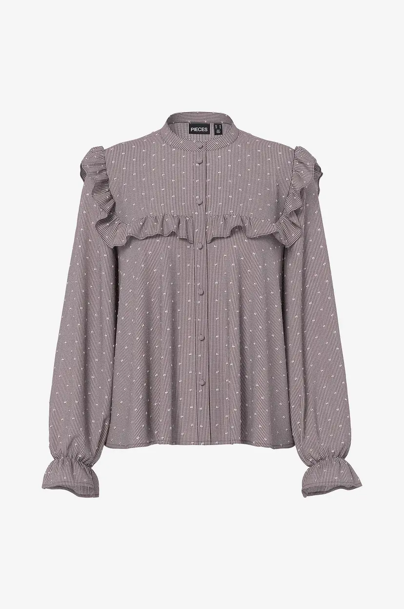 Pieces Bluse pcJennya LS Wvn - Grå