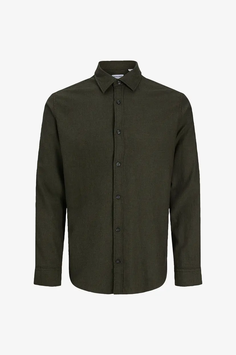 Jack & Jones Plus Skjorte Jjefield Melange Shirt Ls Sn Pls - Grønn