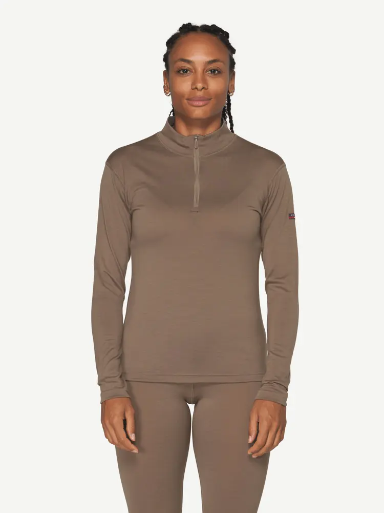 Devold Devold - Breeze Merino 150 Zip Neck Dame - Large - Brun