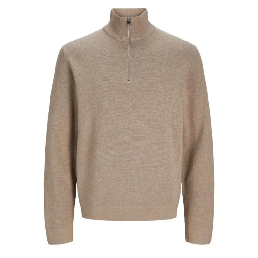 Jack & Jones Jack & Jones - Genser Halfzip Knit Milano Greige Melange