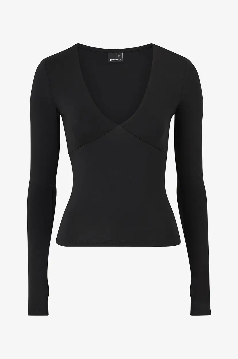 Gina Tricot Topp Soft Touch V-neck - Svart