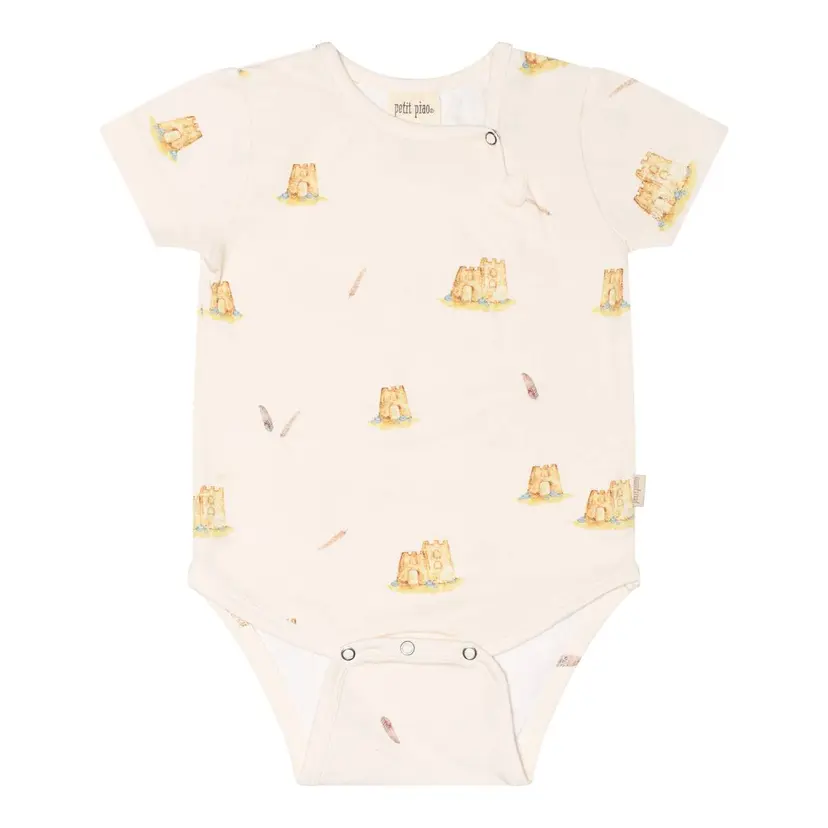 Petit Piao Petit Piao Body S/S Printed Castle (80 / 1 år)