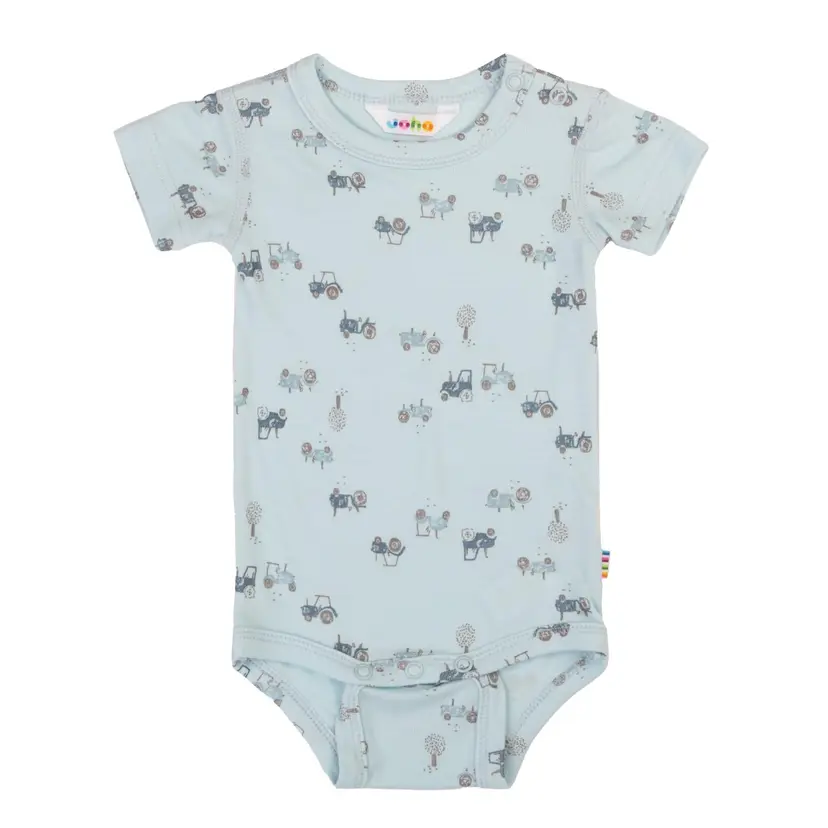 Joha Body kortermet i bambus "Tractor" Blue