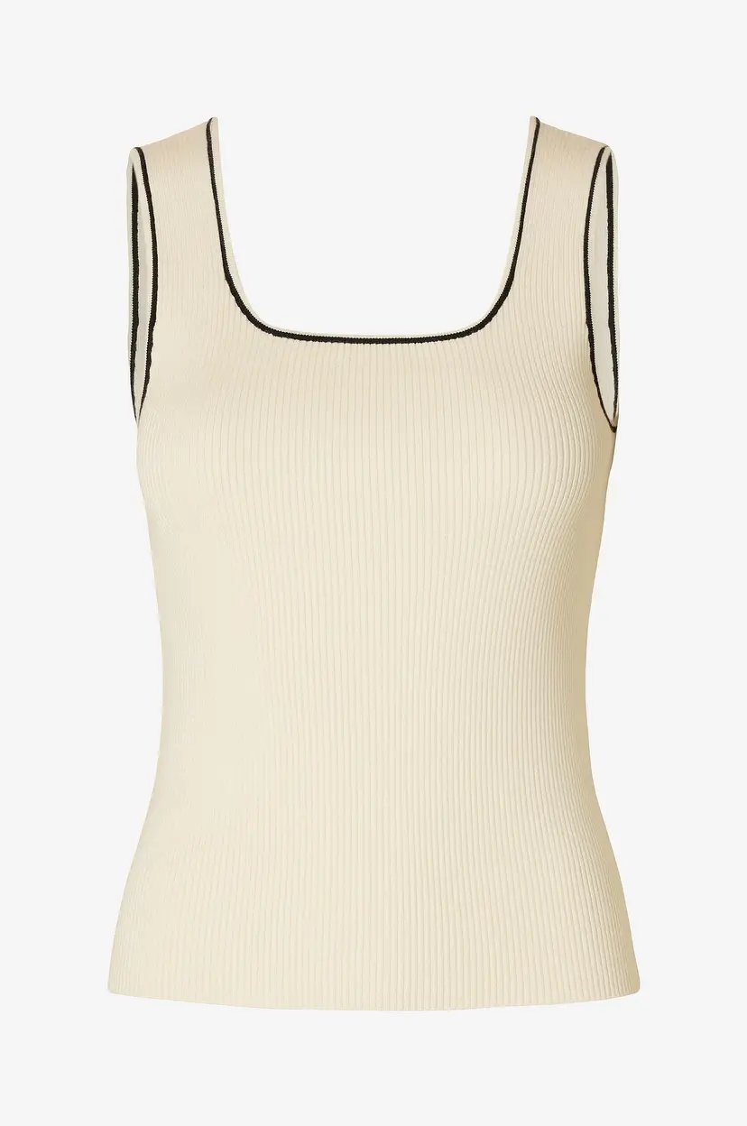 Selected Women Topp slfKamma Jenny SL Knit - Hvit