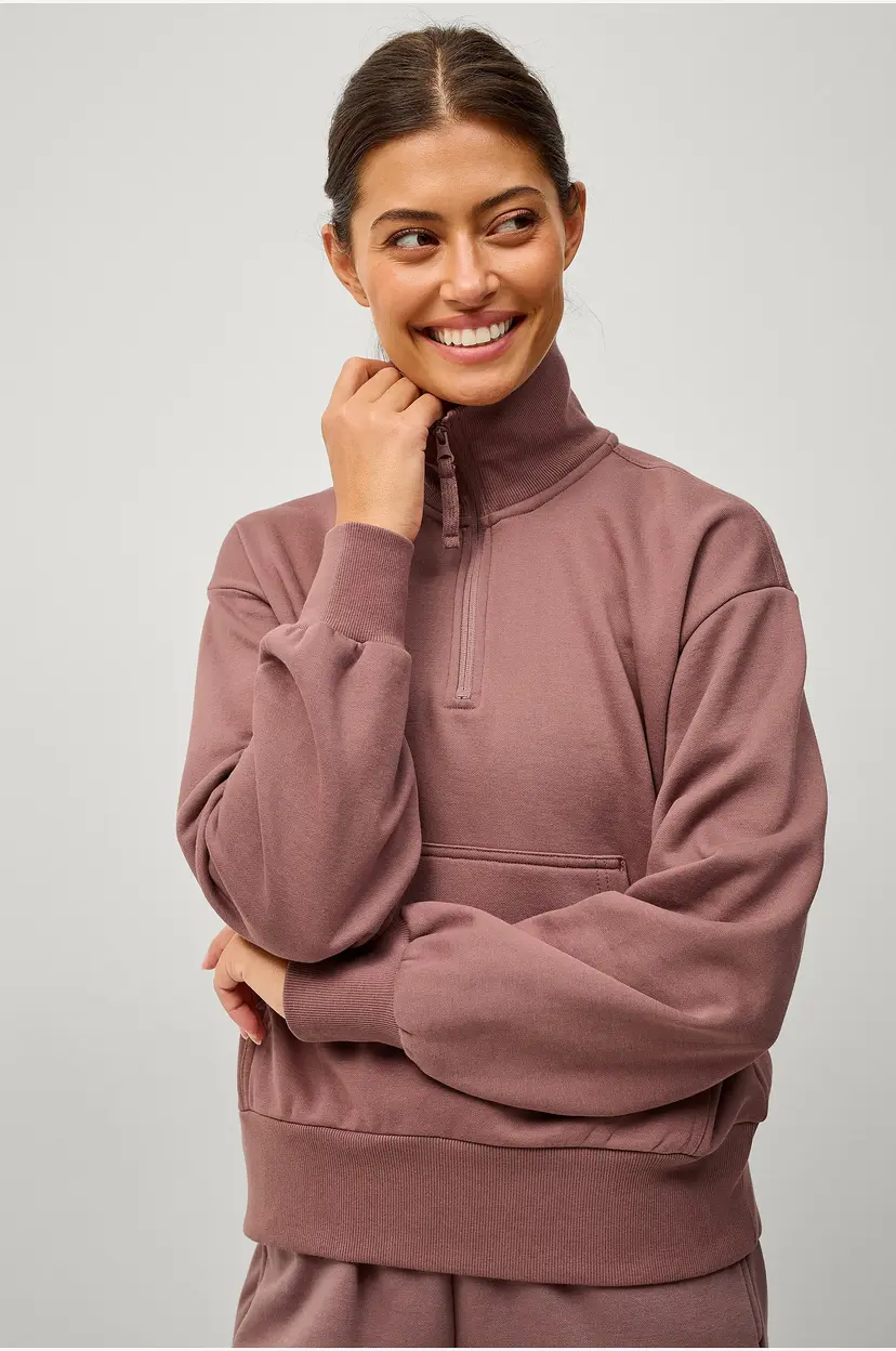 Ellos STUDIO Collegegenser Halfzip Core - Brun