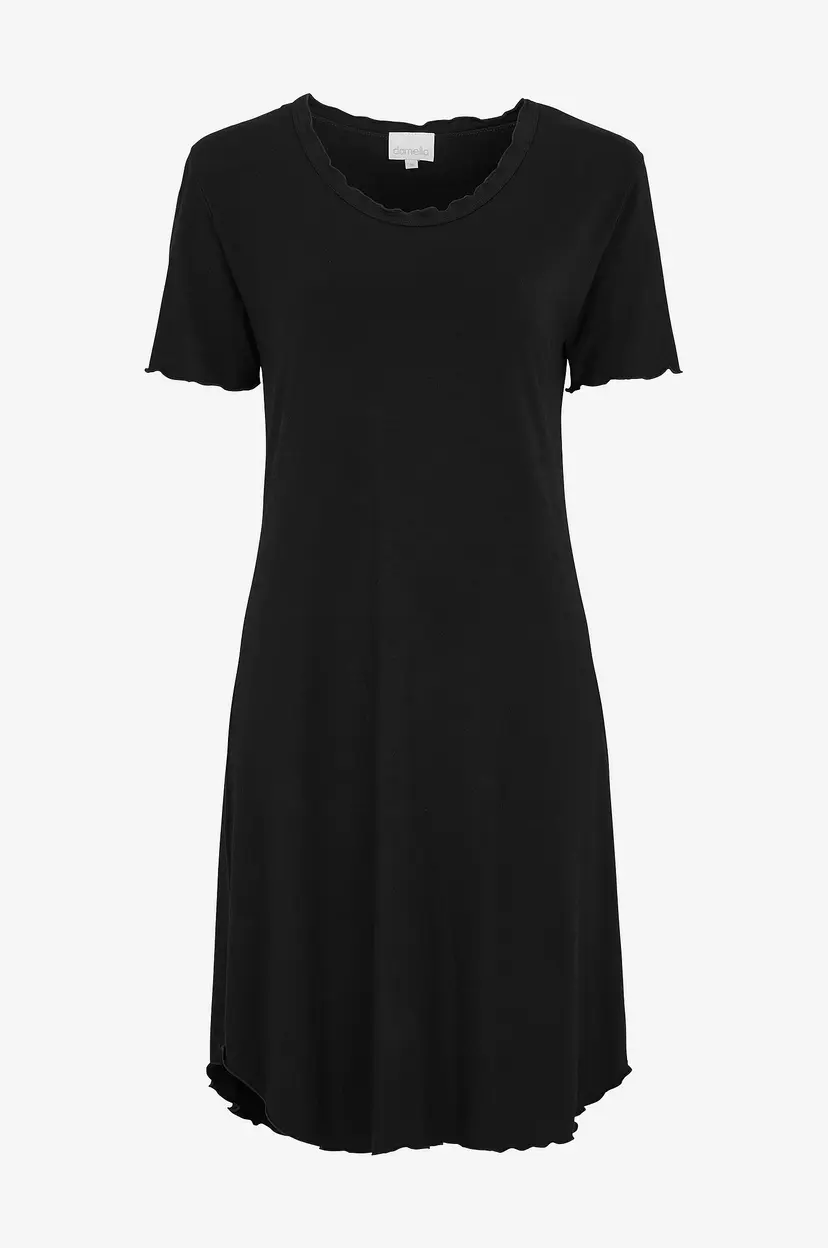 Damella Nattkjole Short Sleeve i bambusviskose - Svart