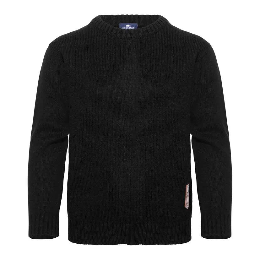 Gridarmor Gridarmor Kids' Snøkrystall Solid Round Neck Ullgenser Black Beauty