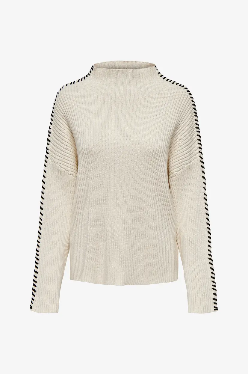 ONLY Genser onlQueenie LS Contrast High Neck PR - Beige