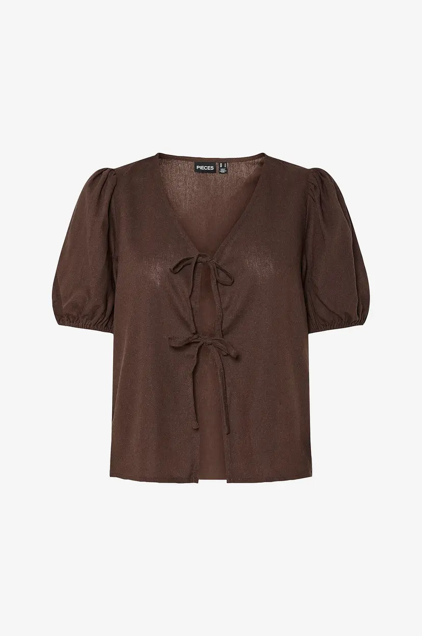 Pieces Bluse pcFrieda SS Wvn - Brun