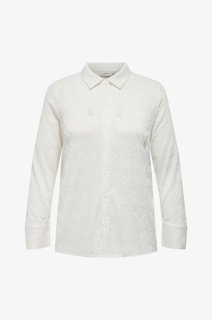 Only Carmakoma Skjorte carRosil LS Lace Shirt Jrs - Hvit