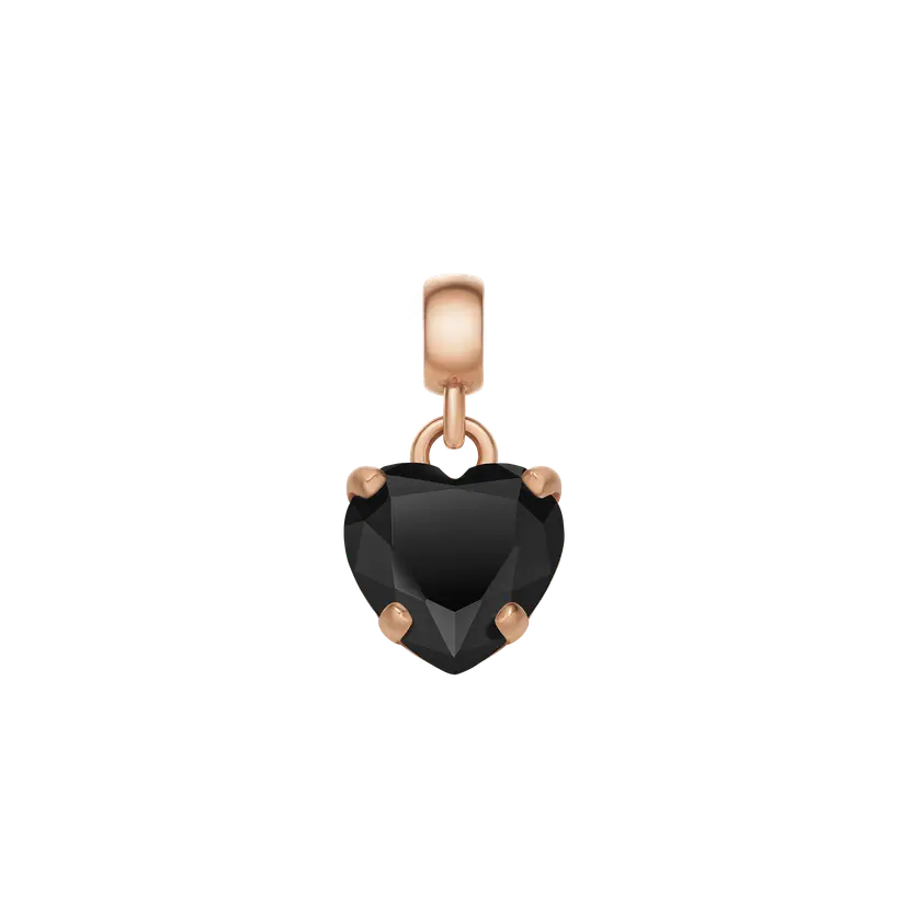 Daniel Wellington Rose Gold/black Charm Heart Black Crystal Rg | DW