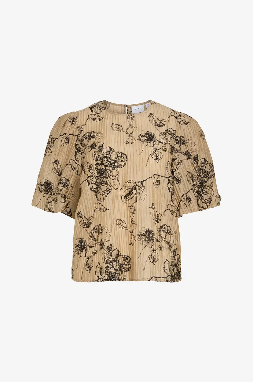 Vila Topp viSachi 2/4 Volume Sleeve Top - Beige