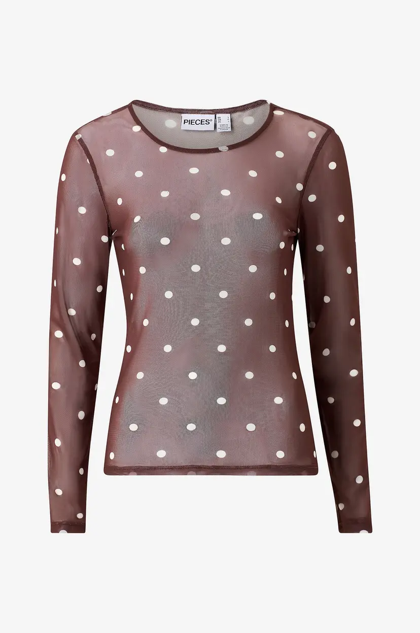 Pieces Topp pcDorthea LS O-neck - Brun