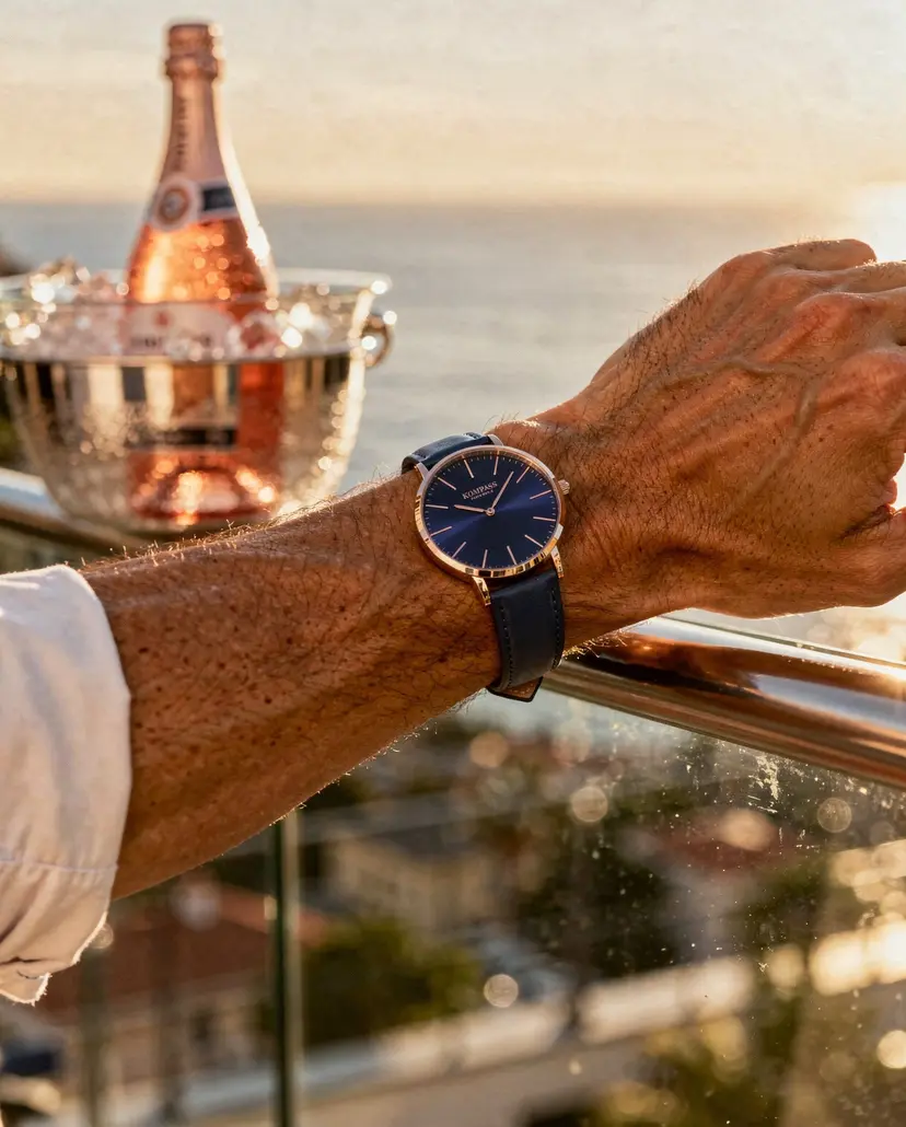 Kompass Stockholm Kompass Classique Ultra-Thin Rose Gold Blue
