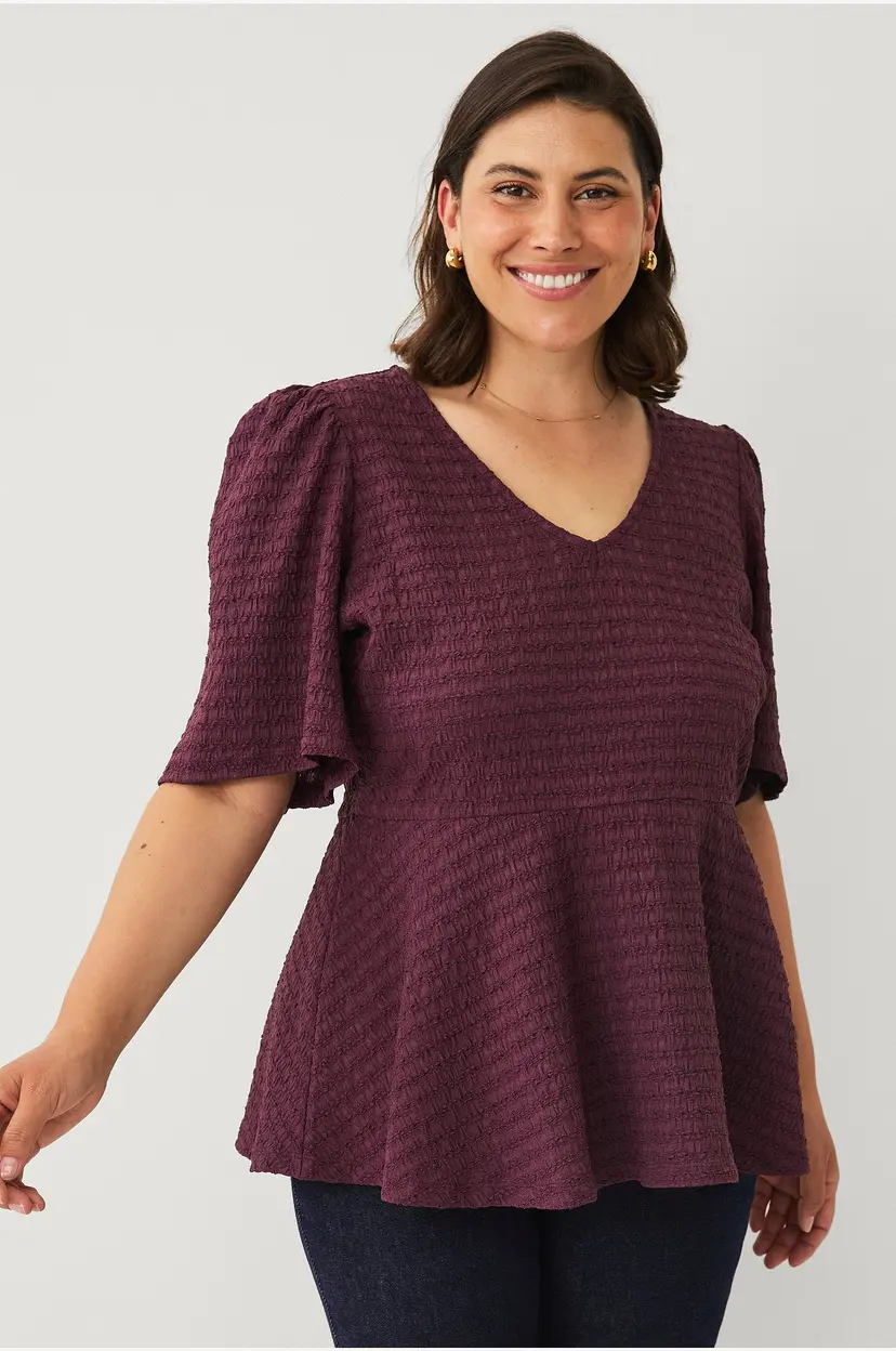 Ellos Plus collection Topp med v-hals - Lilla