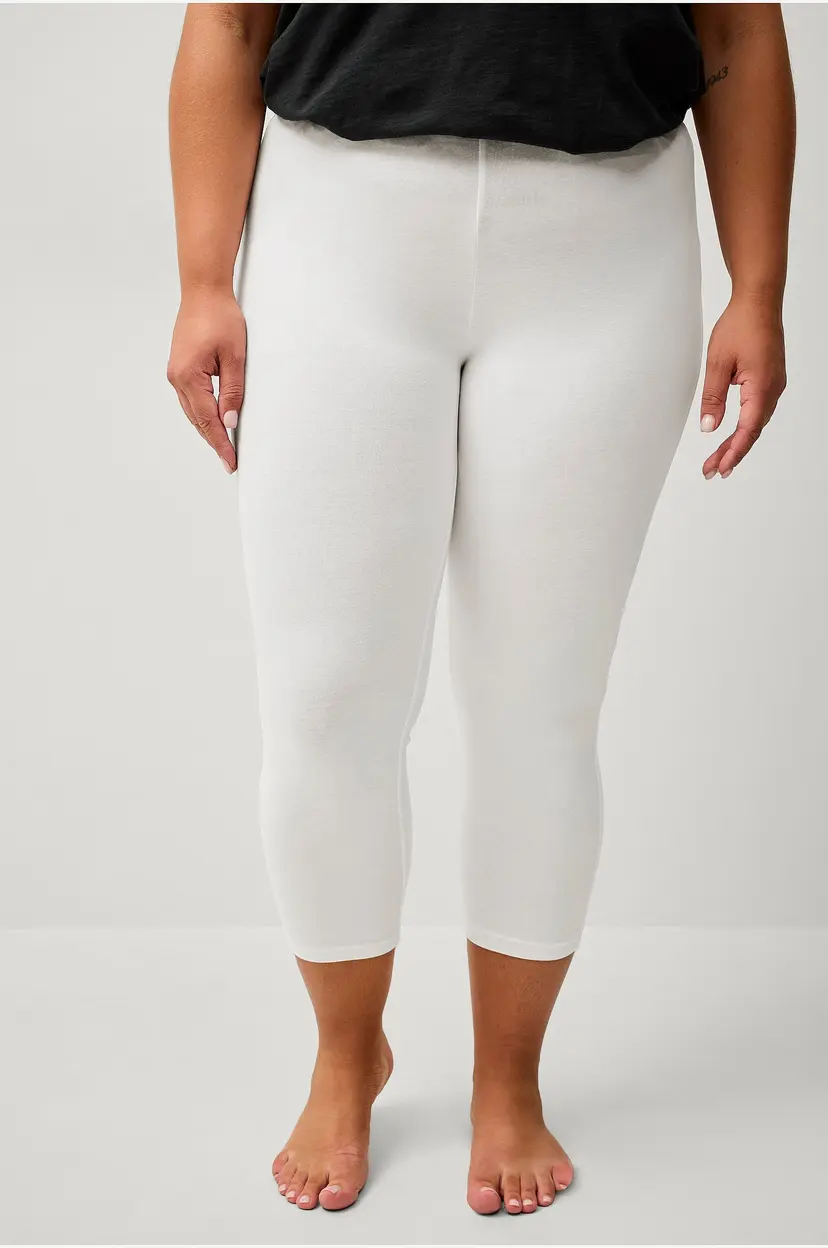 Ellos Plus collection Leggings med høy midje og 3/4 lengde - Hvit