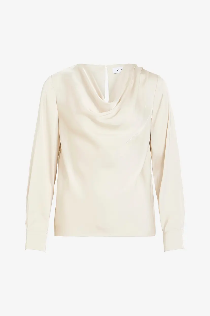 Vila Bluse Vifreja Waterfall L/S Top/Dc - Beige