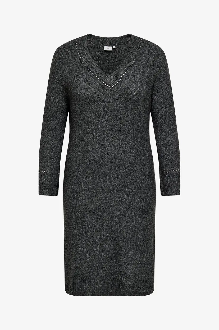 Only Carmakoma Kjole carElsie LS Studs Midi - Grå