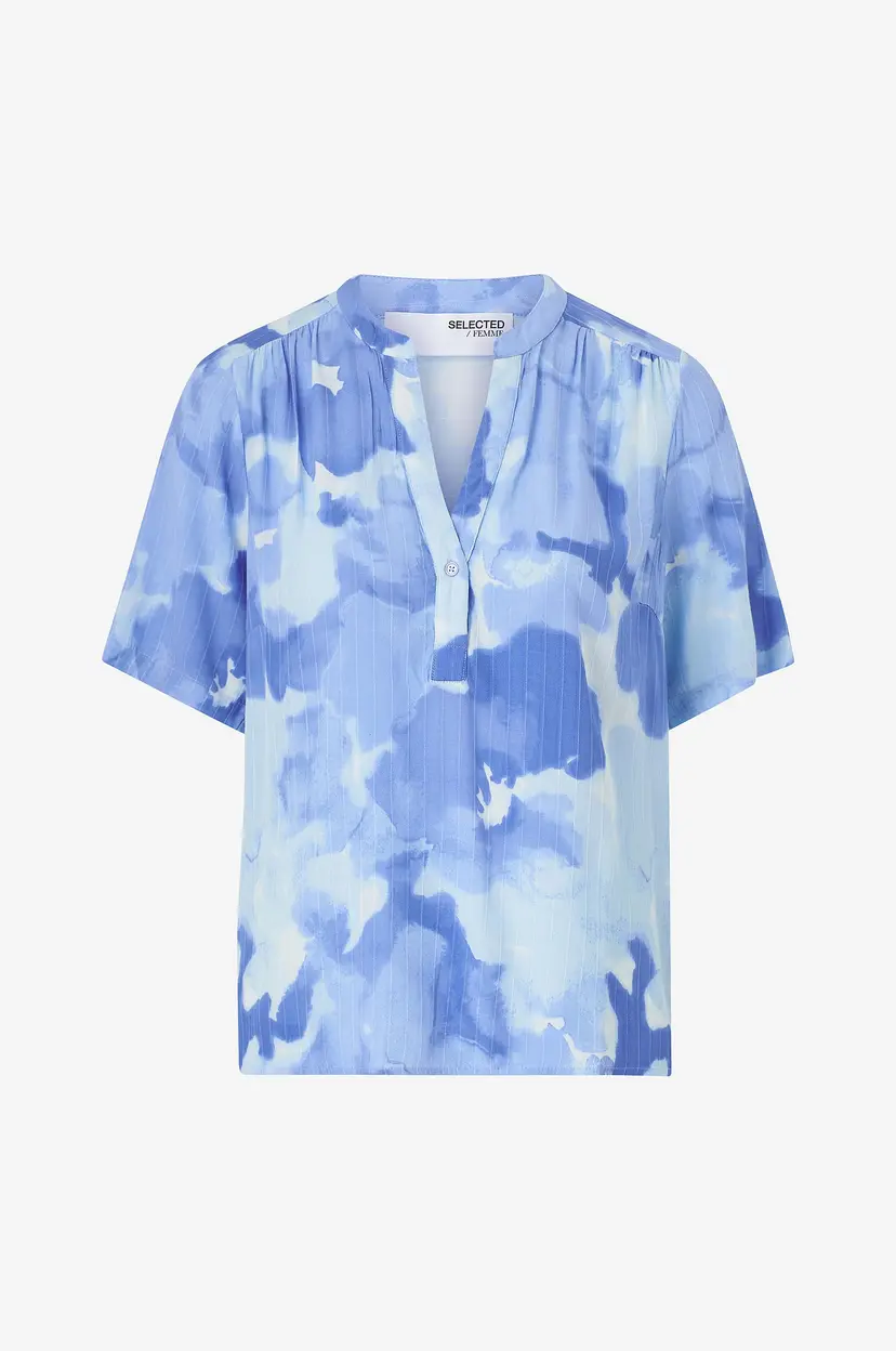 Selected Women Bluse slfSusie-mivia SS Aop Top - Blå