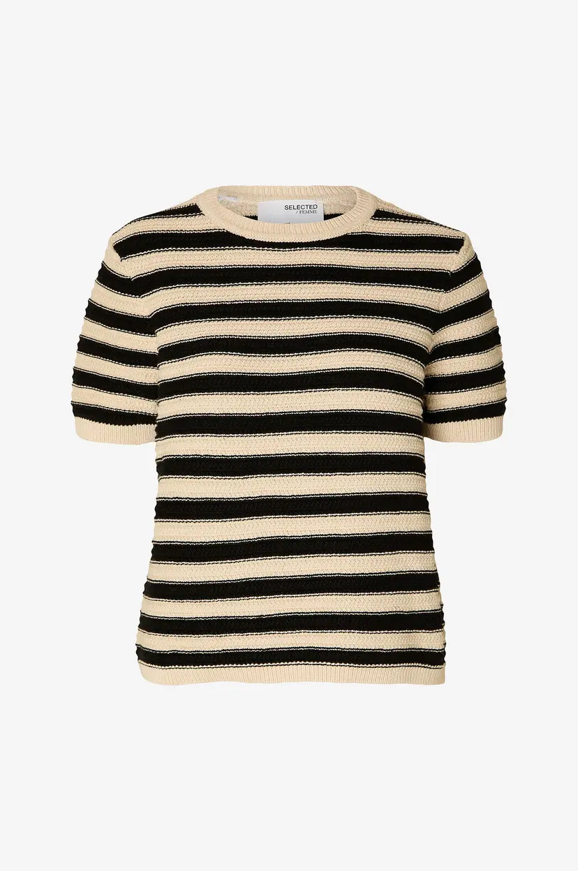 Selected Women Genser slfDora SS Knit O-neck - Svart