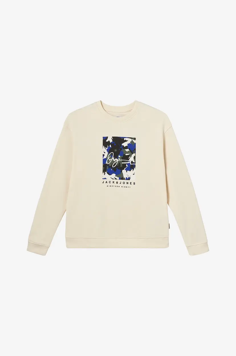 Jack & Jones Junior Collegegenser jorAruba Aop Branding Sweat Crew - Natur