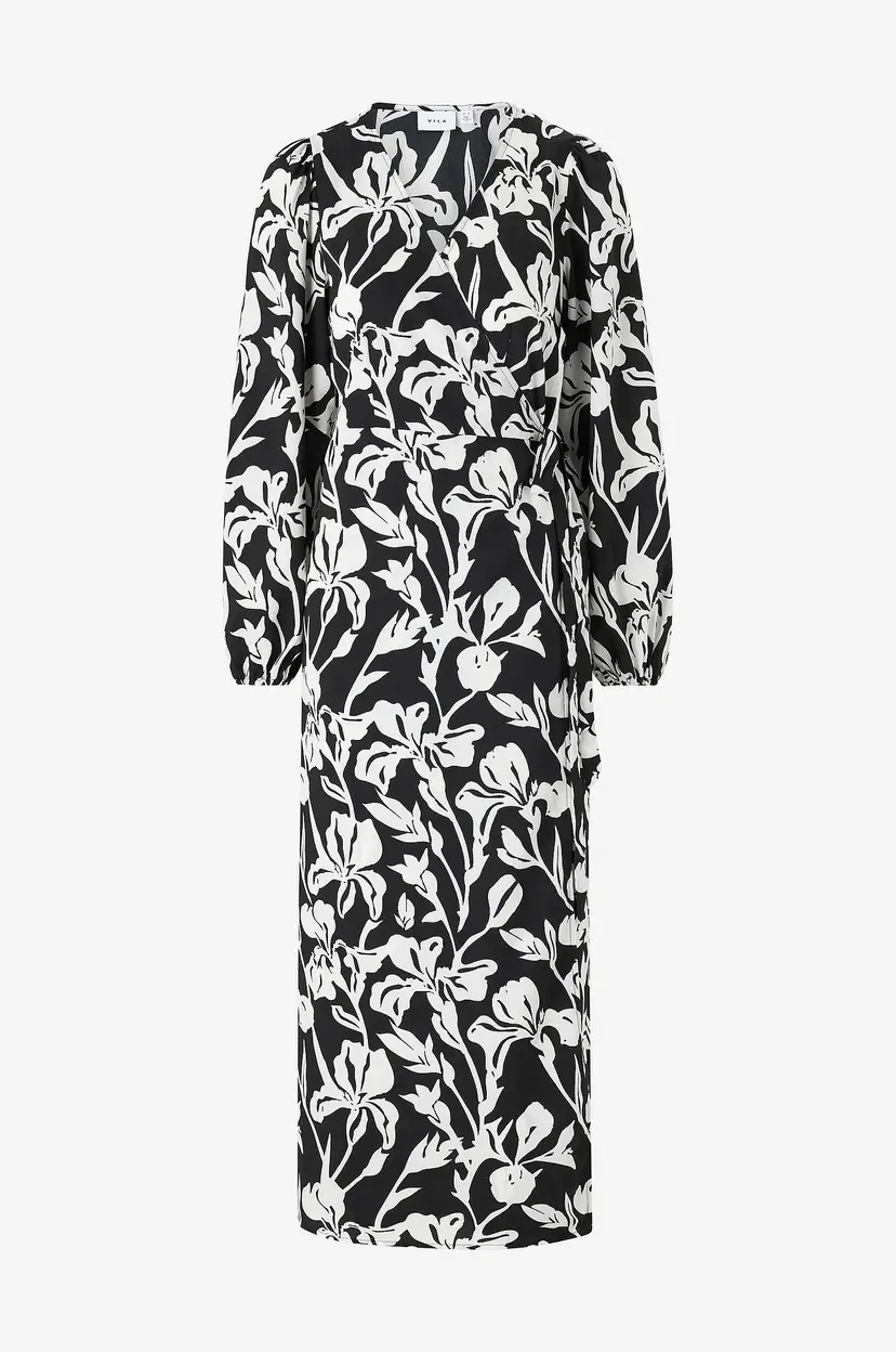 Vila Maxikjole viGraffy Long Wrap L/S Dress - Svart