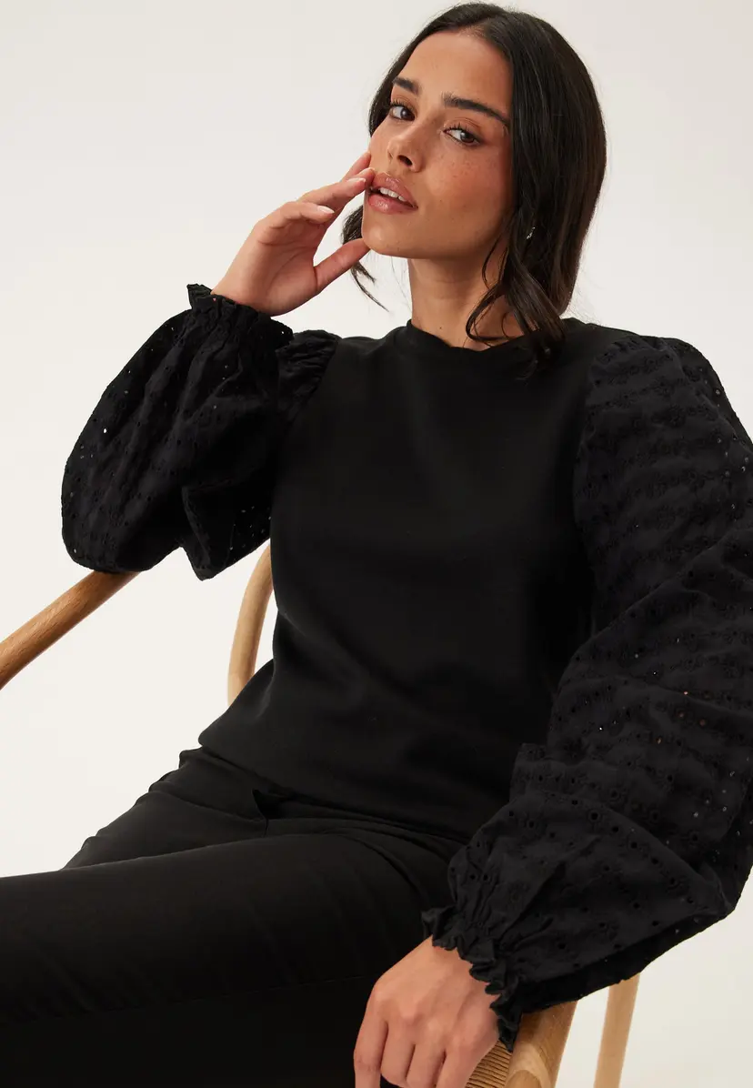 Happy Holly Broderie Anglaise Sleeve Top