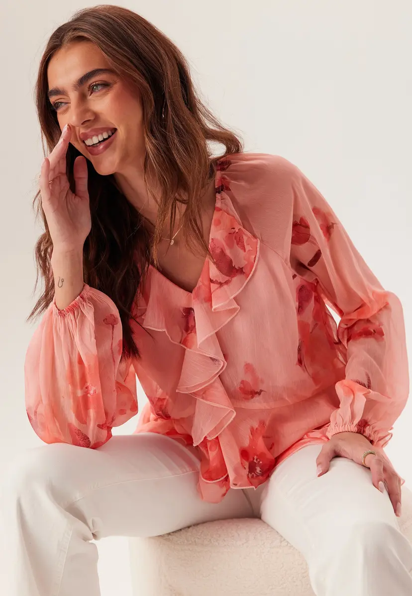 Bubbleroom Frill Chiffon Blouse