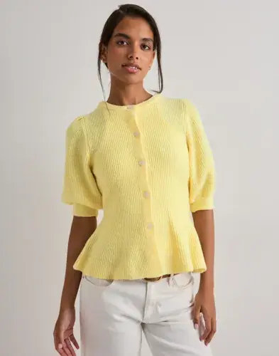 Pieces Pieces - Gul - Pcsilly Ss Puff Knit Cardigan Noos
