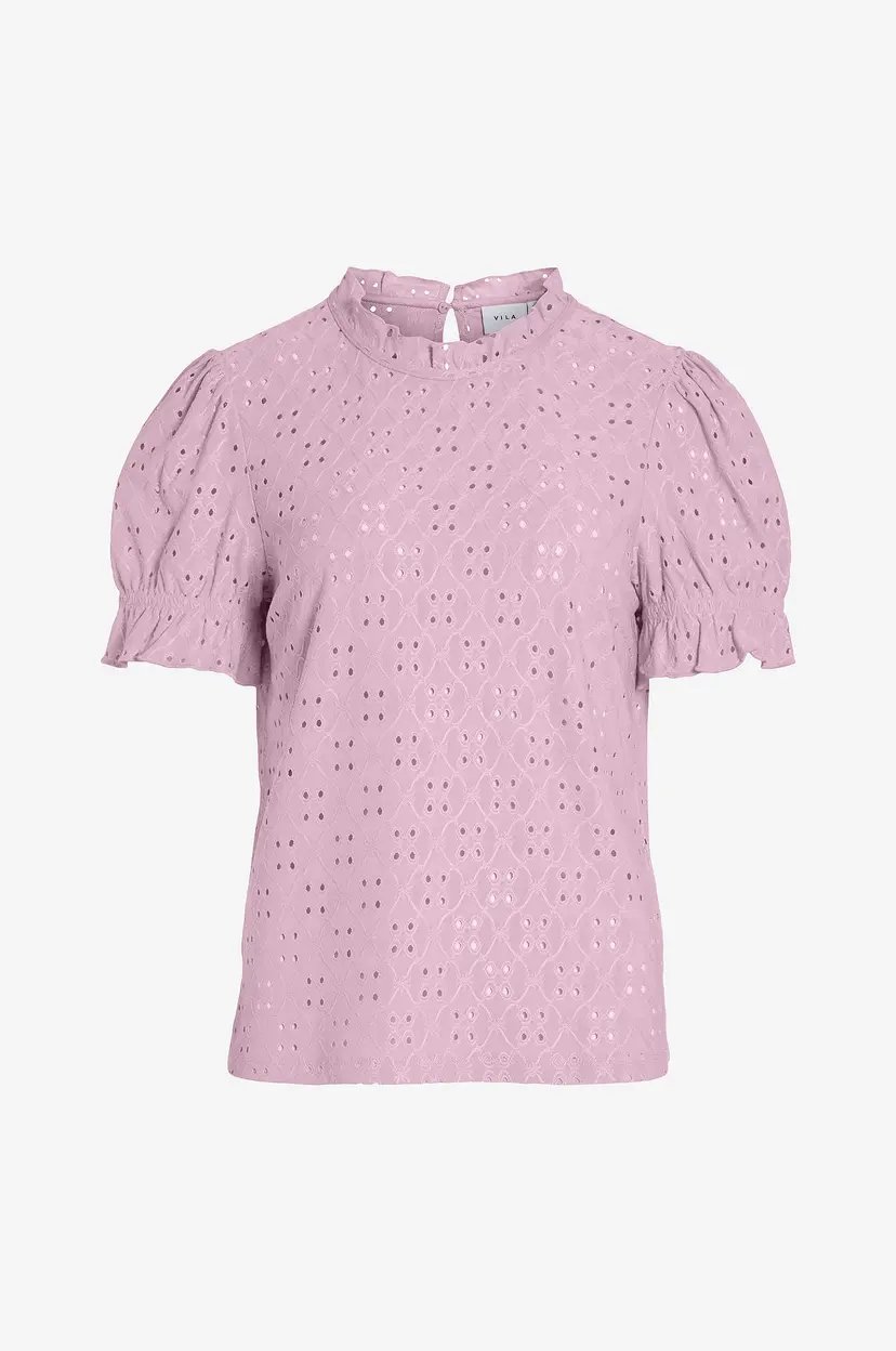 Vila Topp viKawa S/S Flounce Top - Rosa