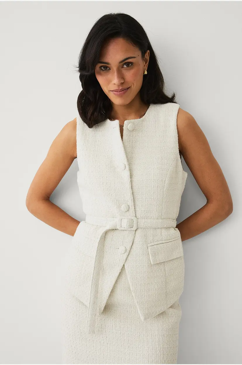 Ellos Collection Vest i bouclé - Natur