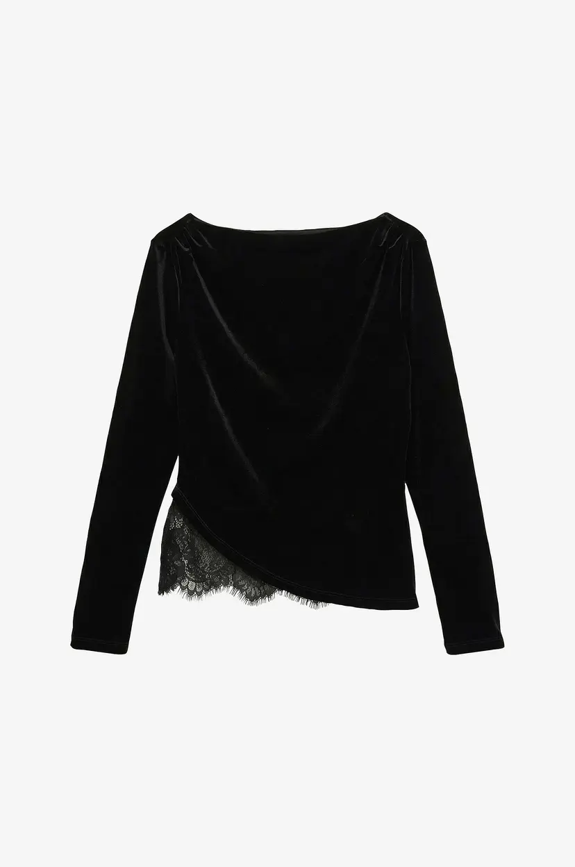 Vero Moda Topp Vmrikke Ls Boatneck Lace Mix Top Jr - Svart