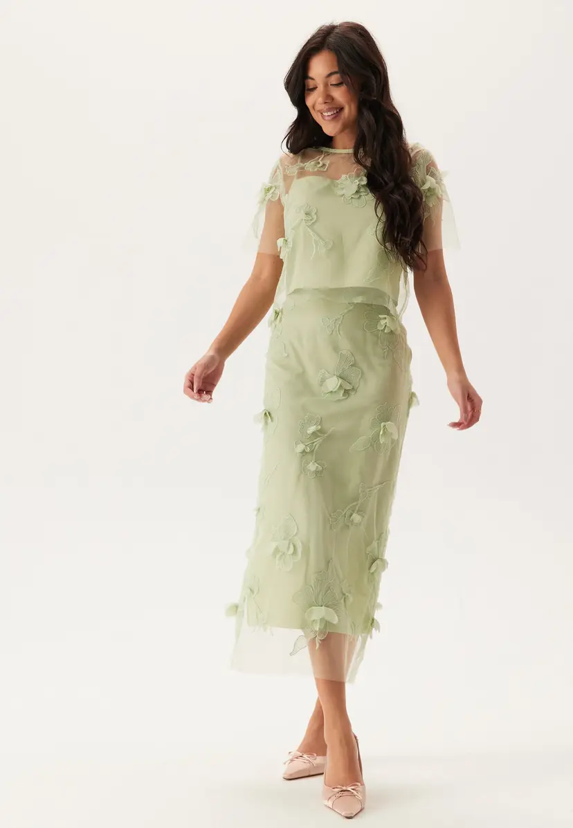 Bubbleroom Occasion 3D Floral Straight Ankle Skirt