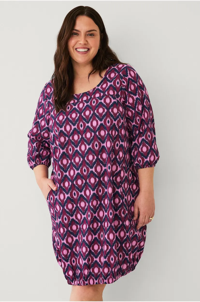 Zizzi Kjole jEasy 3/4 Aop Abk Dress - Rosa