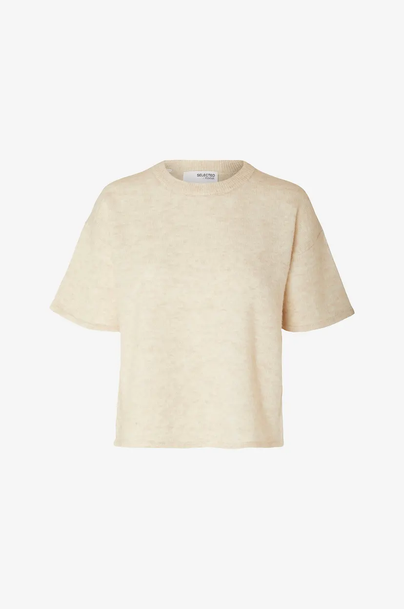 Selected Women Genser slfMaline-liliana 2/4 Knit O-neck - Beige