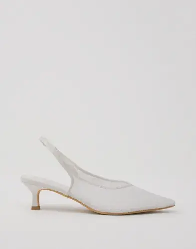 Nelly Nelly - Hvit - Lace V-Shape Slingback