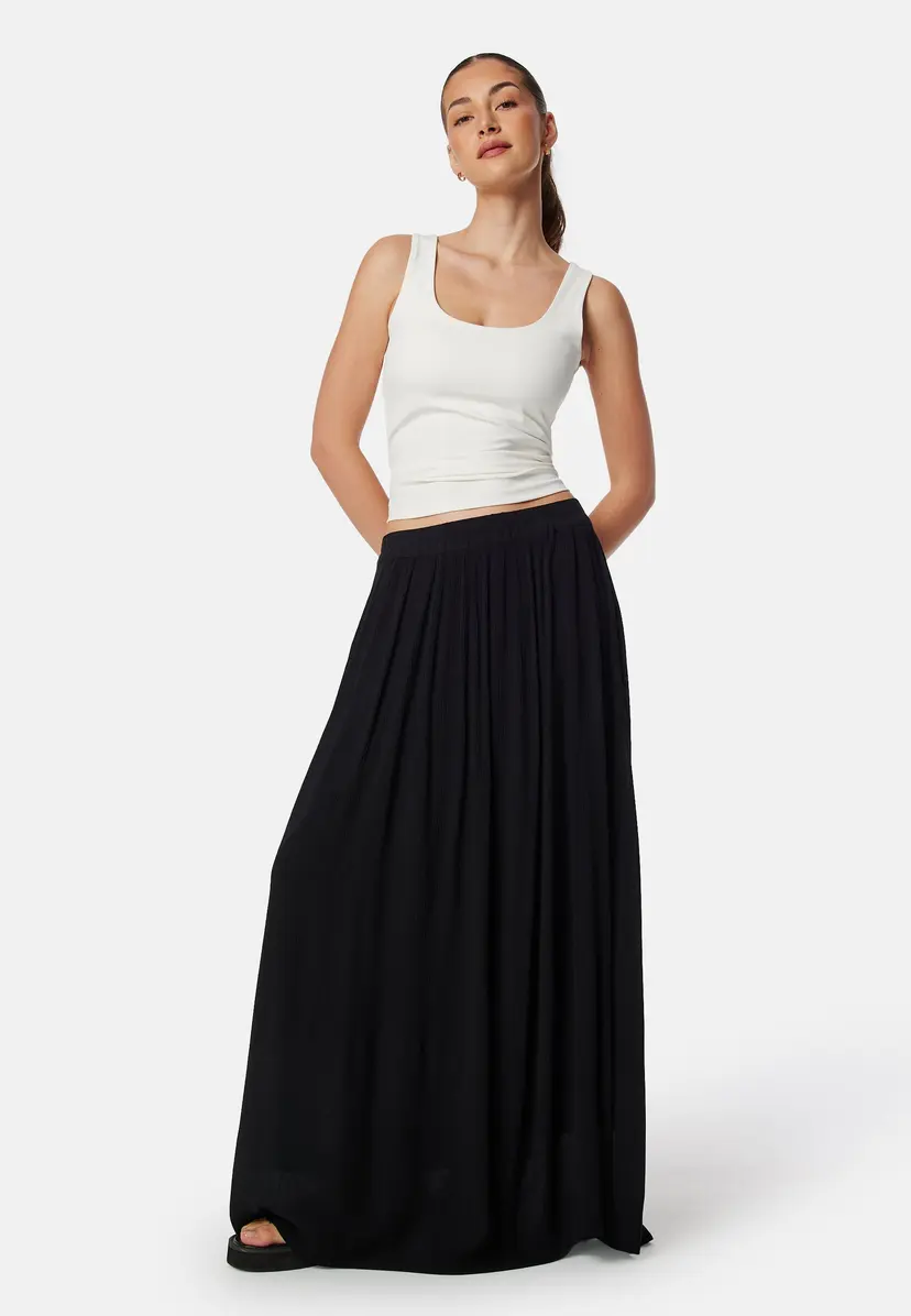 Bubbleroom Viscose Crepe Maxi Skirt