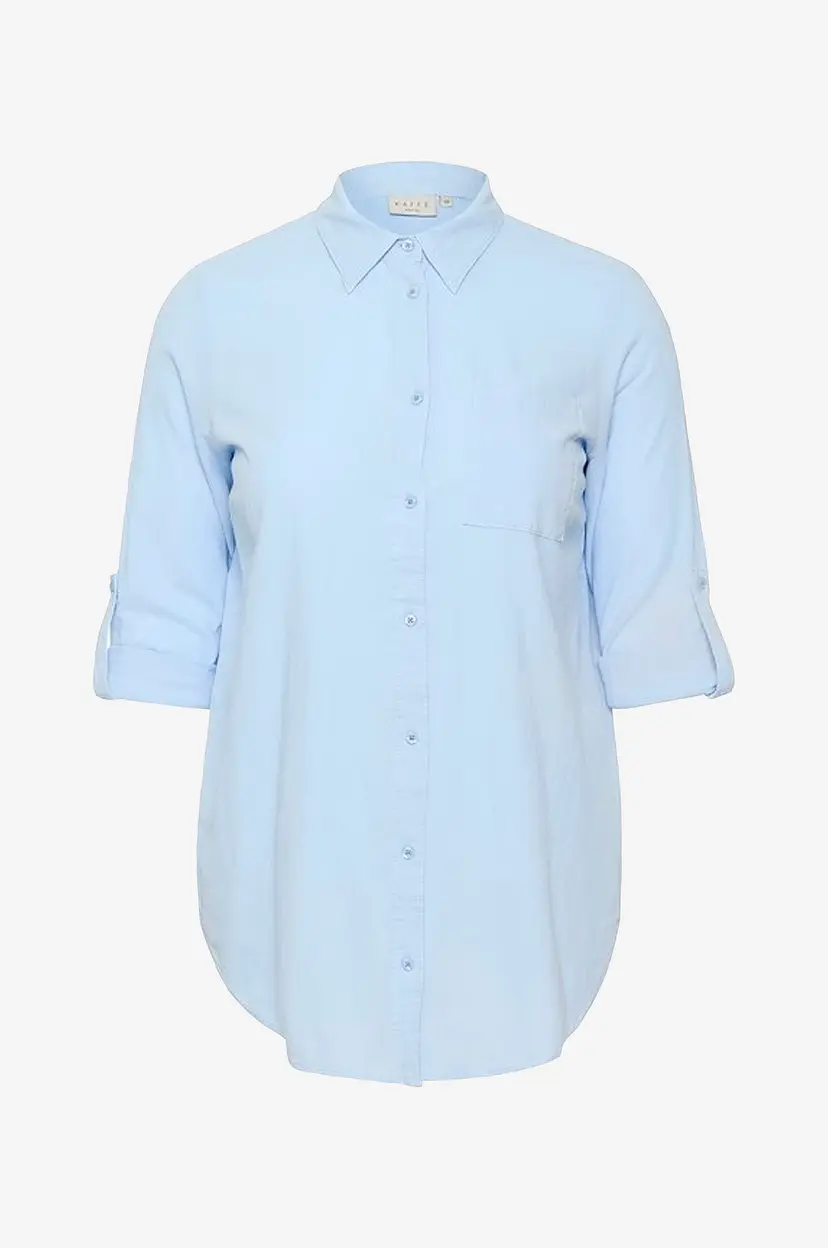 KAFFE Curve Lang skjorte kcNana Shirt Tunic - Blå