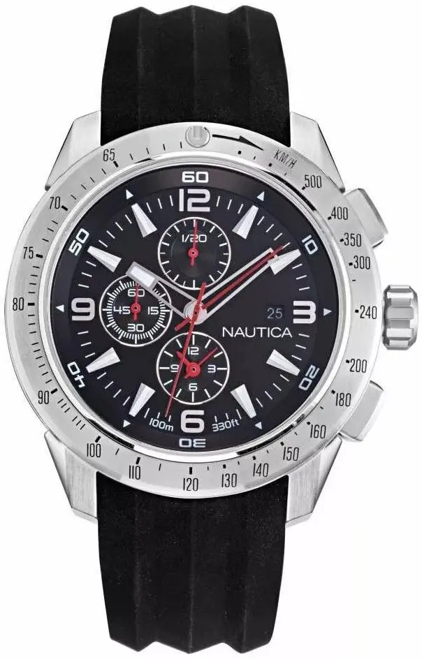 Nautica Nautica Herreklokke NAPLECR15 Long Beach Sort/Gummi Ø44 mm
