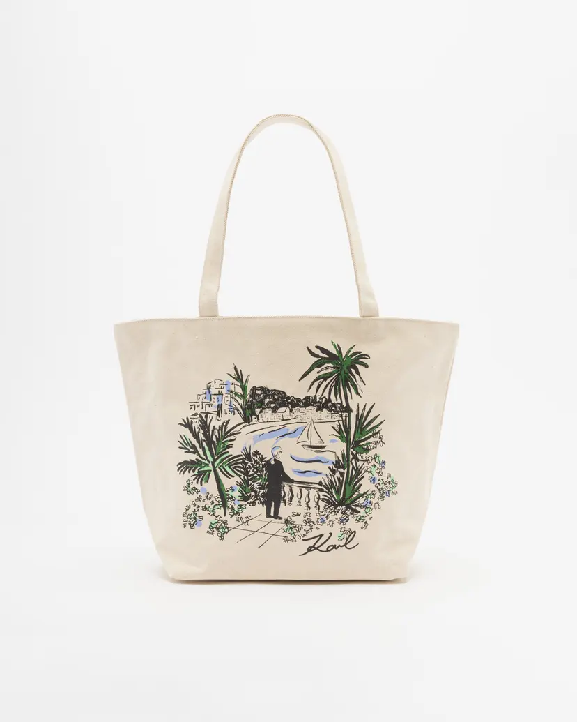 Karl Lagerfeld Karl Lagerfeld K/Essential Rev Print Shopper Beige Beach bag