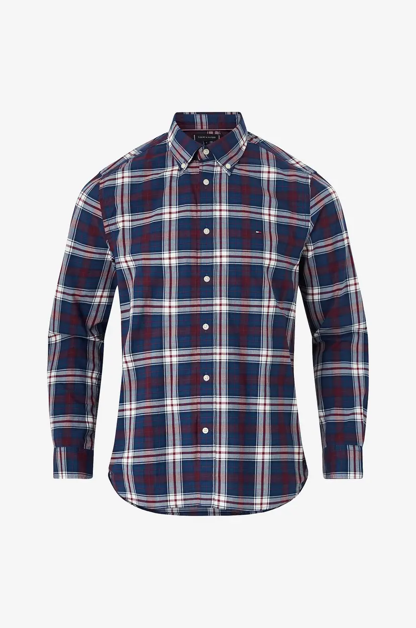 Tommy Hilfiger Skjorte Flex Poplin Tommy Tartan RF Shrt - Blå