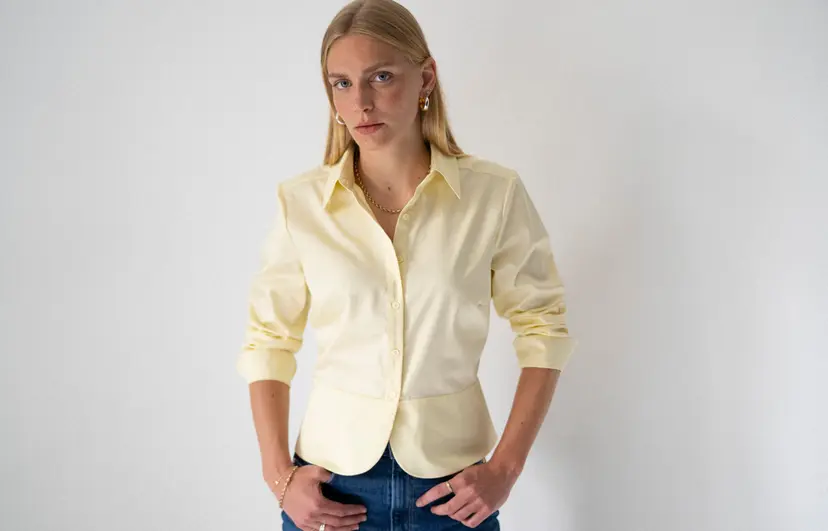 The Shirt Company ODETTE SHIRT - Yellow, Cotton Sateen
