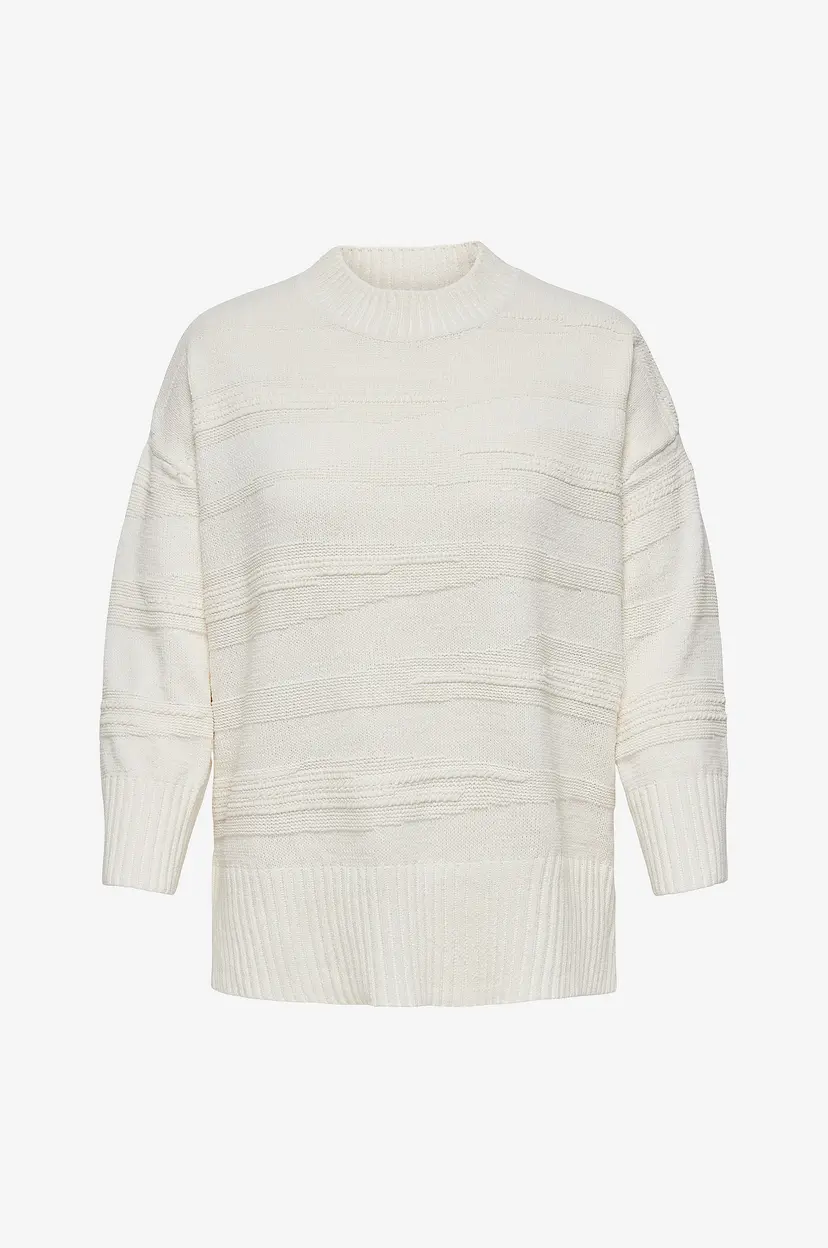 Only Carmakoma Genser catIma LS Loose Structure O-neck - Hvit